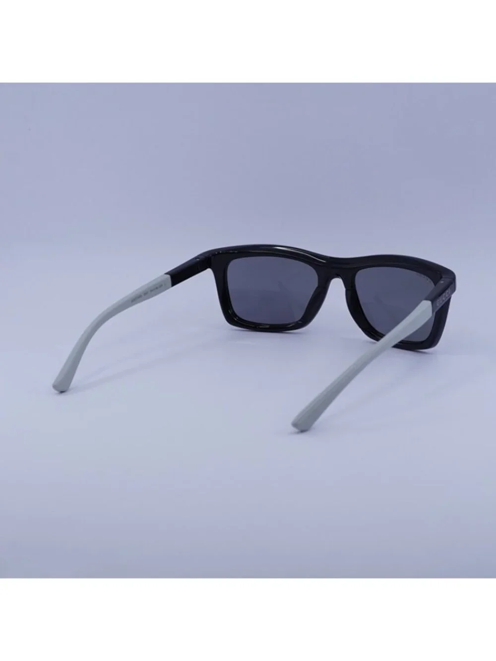 Gucci GG1735S 002 Sunglasses Black/White Rectangle Frame, Blue Mirror Lenses